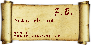 Petkov Bálint névjegykártya